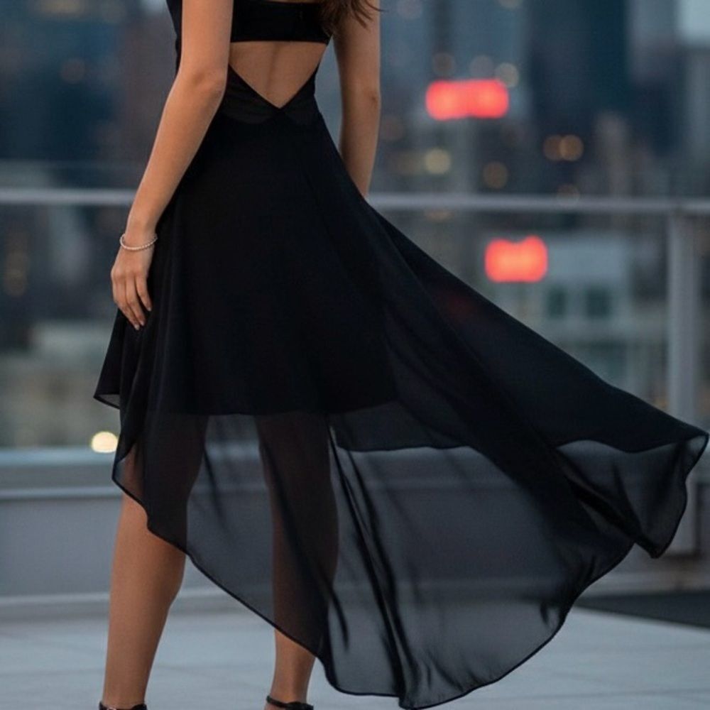 Sans Souci Black Flowy Lightweight  Dress Size M